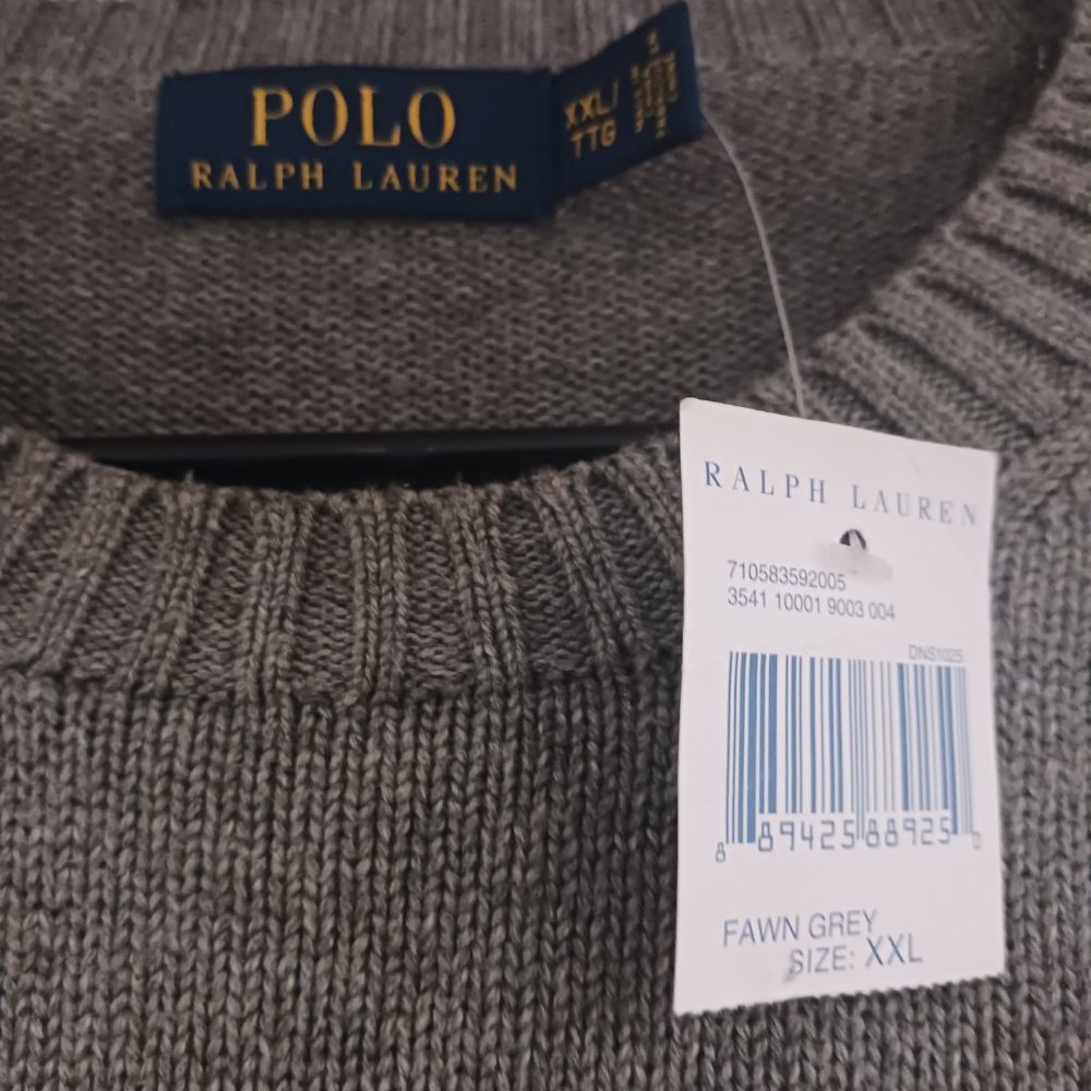 Polo Ralph Lauren Fawn Grey Sweater 2xl New! - Picture 4 of 4